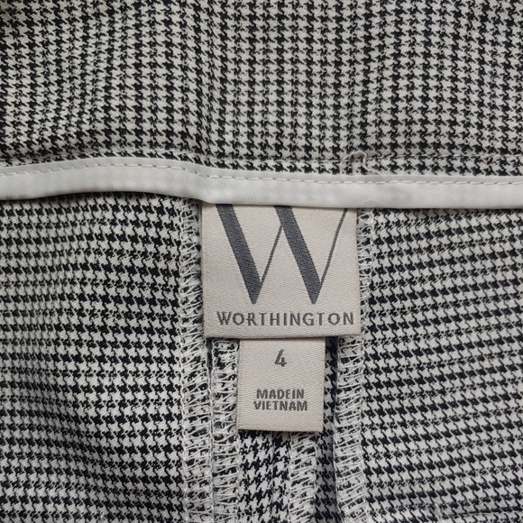 Worthington Dress Pants Womens Size 4 Black White Houndstooth Side Slits NEW - Picture 4 of 8